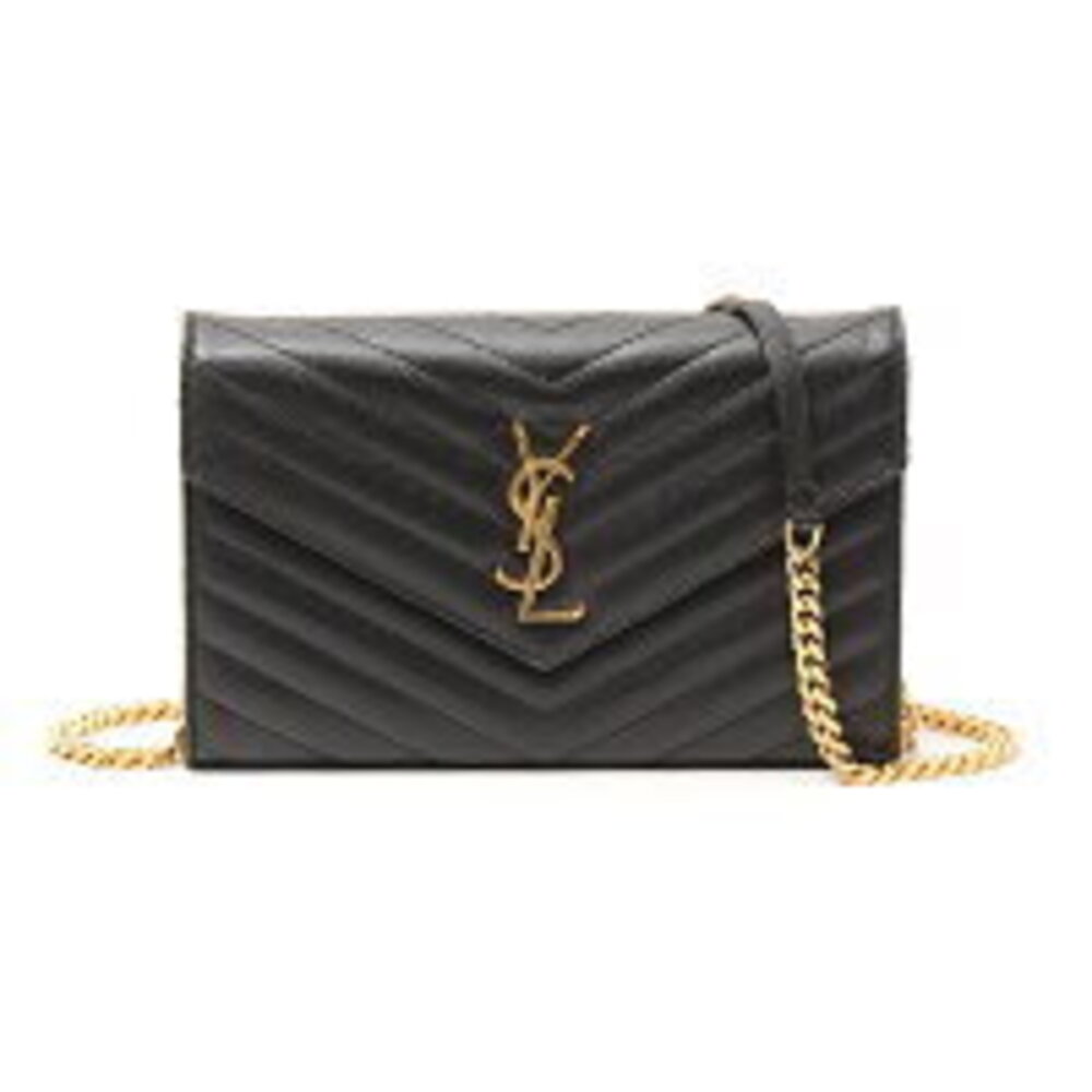 Saint Laurent Chain Shoulder Bag Black Leather